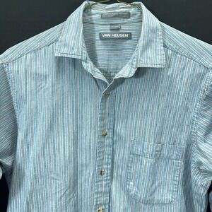 VTG 90s Van Heusen Men's 16.5 34/35 Striped Dress Shirt Long Sleeve Button Down